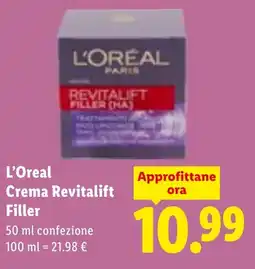 Lidl L'Oreal Crema Revitalift Filler offerta