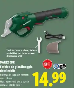 Lidl PARKSIDE Forbice da giardinaggio ricaricabile offerta