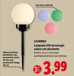 Lidl LIVARNO Lampada LED ad energia solare con picchetto offerta