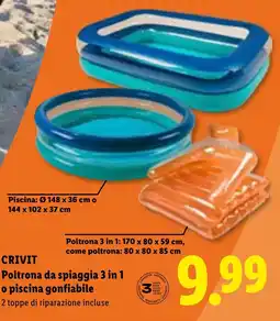 Lidl CRIVIT Poltrona da spiaggia 3 in 1 o piscina gonfiabile offerta