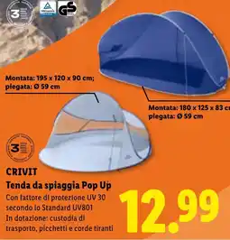 Lidl CRIVIT Tenda da spiaggia Pop Up offerta