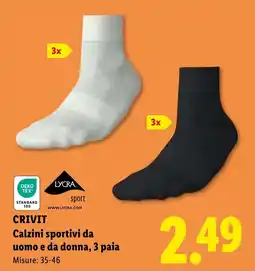 Lidl CRIVIT Calzini sportivi da uomo e da donna, 3 paia offerta