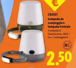 Lidl CRIVIT Lampada da campeggio o lampada frontale offerta