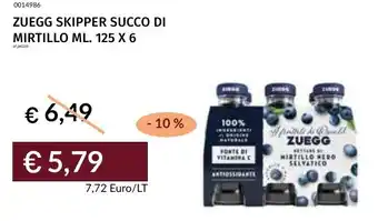 Prezzemolo e Vitale Zuegg skipper succo di mirtillo offerta