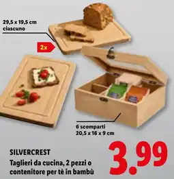 Lidl SILVERCREST Taglieri da Taglieri da cucina, o contenitore per tè in bambù offerta