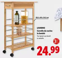 Lidl LIVARNO Carrello da cucina in bambù offerta