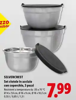 Lidl SILVERCREST Set ciotole in acciaio con coperchio offerta