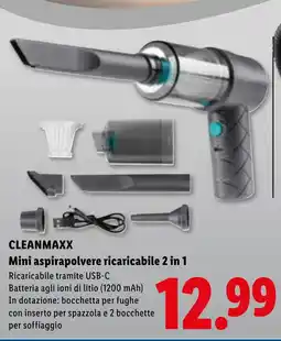 Lidl CLEANMAXX Mini aspirapolvere ricaricabile 2 in 1 offerta