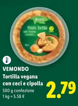Lidl VEMONDO Tortilla vegana con ceci e cipolla offerta