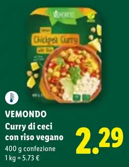 Lidl VEMONDO Curry di ceci con riso vegano offerta