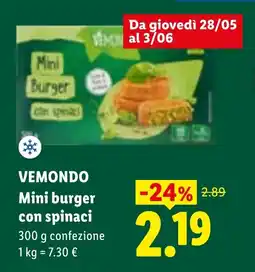 Lidl VEMONDO Mini burger con spinaci offerta