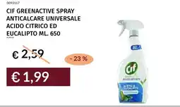 Prezzemolo e Vitale Cif greenactive spray anticalcare universale acido citrico ed eucalipto offerta
