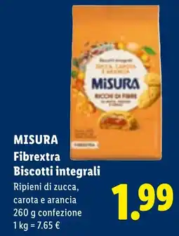 Lidl MISURA Fibrextra Biscotti integrali offerta