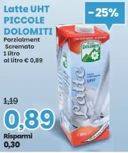 Prix Quality Latte UHT PICCOLE DOLOMITI Parzialment Scremato offerta