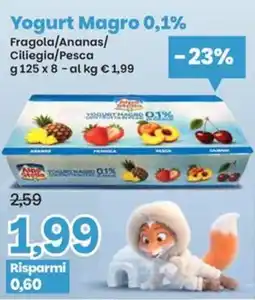 Prix Quality Yogurt Magro 0,1% Fragola/Ananas/ Ciliegia/Pesca offerta