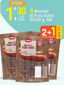 Supermercati Dok 4 Wurstel di Puro Suino SELEX offerta
