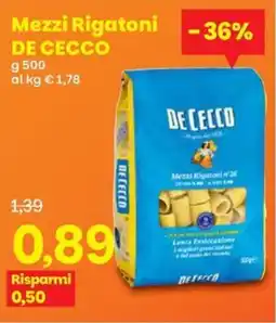 Prix Quality Mezzi Rigatoni DE CECCO offerta