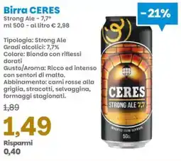 Prix Quality Birra CERES Strong Ale 7,7° offerta