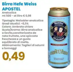 Prix Quality Birra Hefe Weiss APOSTEL offerta