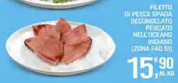 Supermercati Dok Filetto di pesce spada decongelato pescato nell'oceano indiano (zona fao 51) offerta
