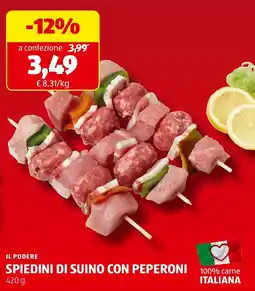 ALDI Il podere spiedini di suino con peperoni offerta