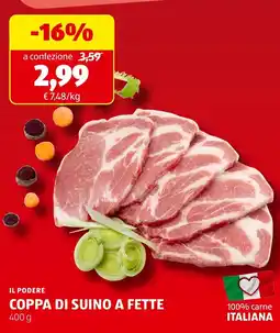 ALDI Il podere coppa di suino a fette offerta