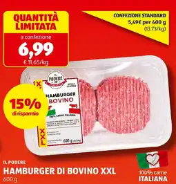 ALDI Il podere hamburger di bovino XXL offerta