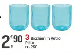 Supermercati Dok 3 Bicchieri in Vetro Pillar offerta