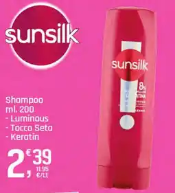 Supermercati Dok Sunsilk shampoo luminous, tocco seta, keratin offerta
