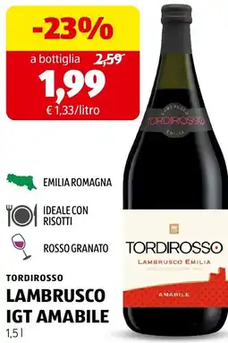 ALDI Tordirosso lambrusco igt amabile offerta