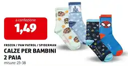 ALDI Frozen / paw patrol / spiderman calze per bambini 2 paia offerta