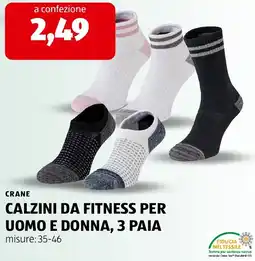 ALDI Crane calzini da fitness per uomo e donna, 3 paia offerta