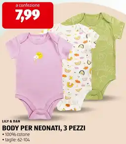 ALDI Lily & dan body per neonati, 3 pezzi offerta