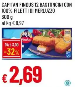 Galassia Capitan findus 12 bastoncini con 100% filetti di merluzzo offerta