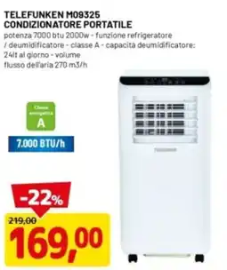 DPiù TELEFUNKEN M09325 CONDIZIONATORE PORTATILE offerta