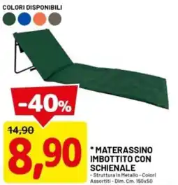 DPiù Materassino imbottito con schienale offerta