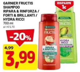 DPiù Garnier fructis shampoo ripara & rinforza / forti & brillanti / hydra ricci offerta