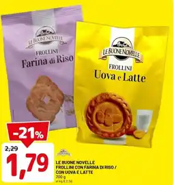 DPiù Le buone novelle frollini con farina di riso/ con uova e latte offerta