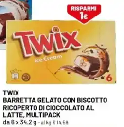 DPiù Twix barretta gelato con biscotto ricoperto di cioccolato al latte, multipack da offerta