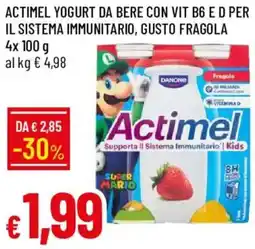 Galassia Actimel yogurt da bere con vit b6 e d per il sistema immunitario, gusto fragola offerta