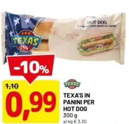 DPiù Texa's in panini per hot dog offerta
