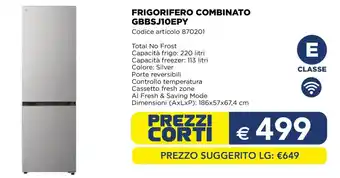 LG FRIGORIFERO COMBINATO GBBSJ10EPY