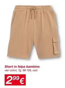 KiK Short in felpa bambino offerta