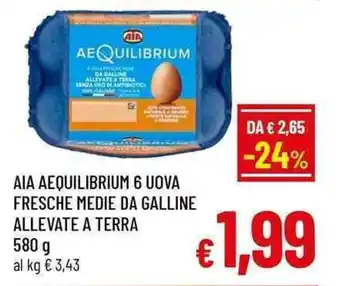 A&O Aia aequilibrium 6 uova fresche medie da galline allevate a terra offerta