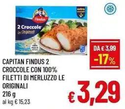 A&O Capitan findus 2 croccole con 100% filetti di merluzzo le originali offerta