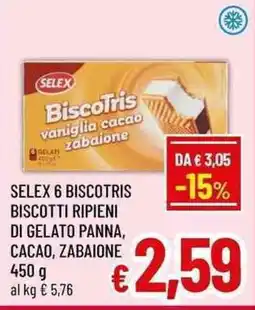 A&O Selex 6 biscotris biscotti ripieni di gelato panna, cacao, zabaione offerta