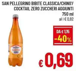 A&O San pellegrino bibite classica/chino' cocktail zero zuccheri aggiunti offerta