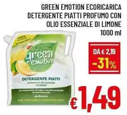A&O Green emotion ecoricarica detergente piatti profumo con olio essenziale di limone offerta