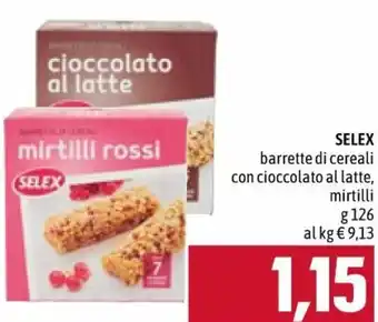 Famila Selex Barrette di Cereali con Cioccolato Al Latte, Mirtilli 126g offerta