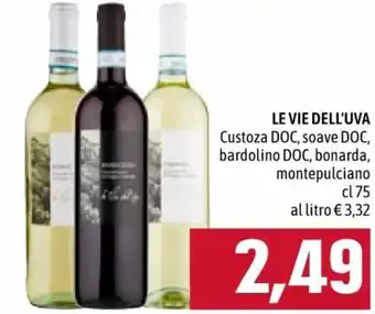 Famila Le Vie Dell'Uva Custoza DOC, Soave DOC, Bardolino DOC, Bonarda, Montepulciano 75 cl offerta